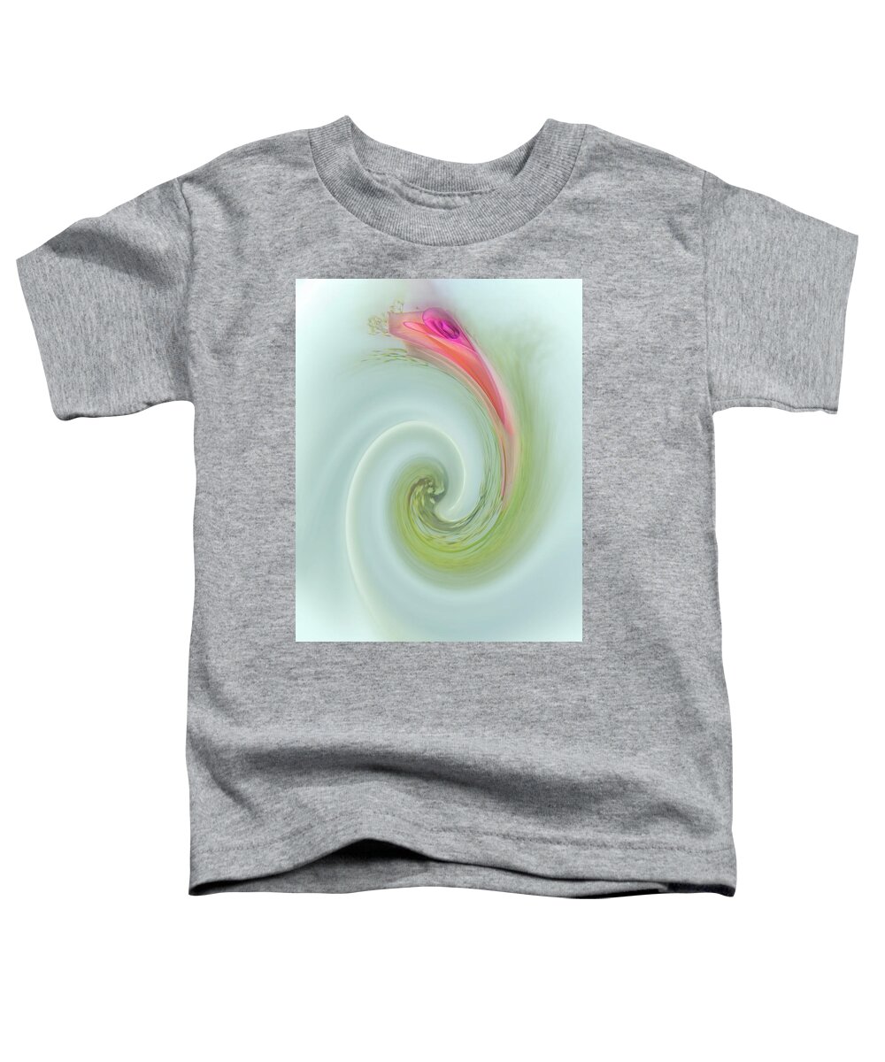 Pink Rose Toddler T-Shirt featuring the digital art Pink Rose In A Vase Abstract by Cordia Murphy
