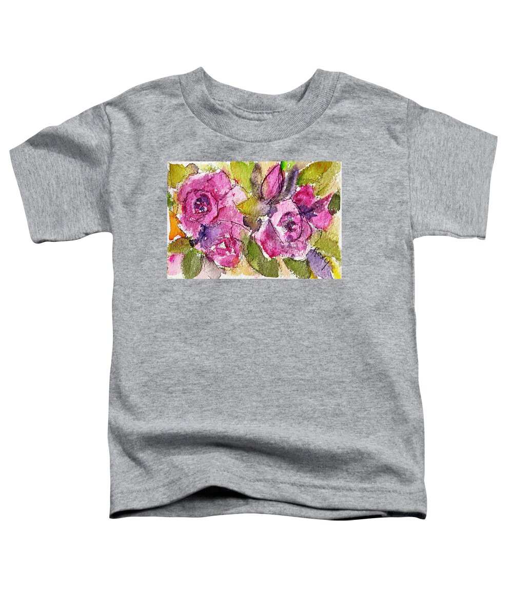 Loose Floral Toddler T-Shirt featuring the painting Pink Roses by Roxy Rich