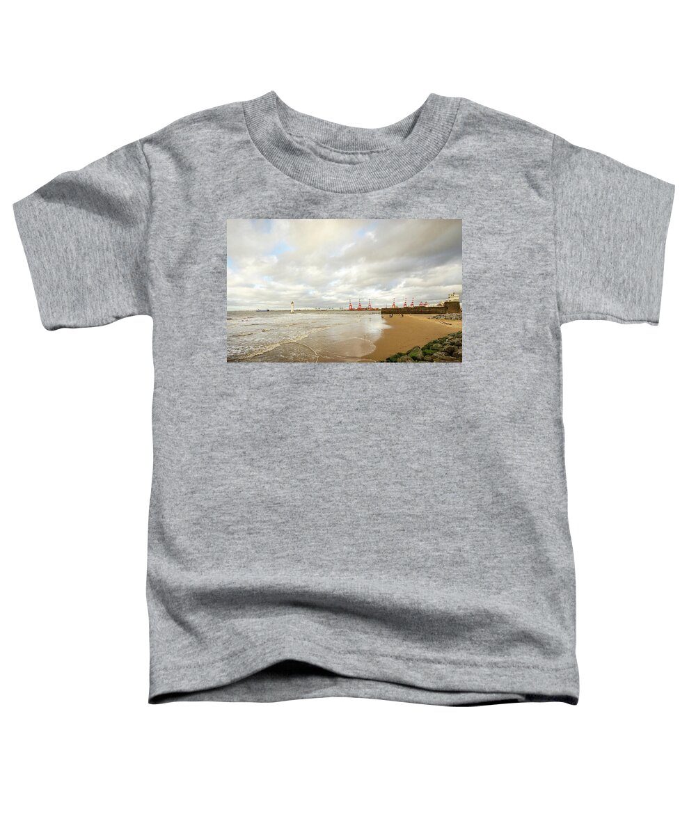 Beach Toddler T-Shirt featuring the photograph Playing in the Tide by Spikey Mouse Photography