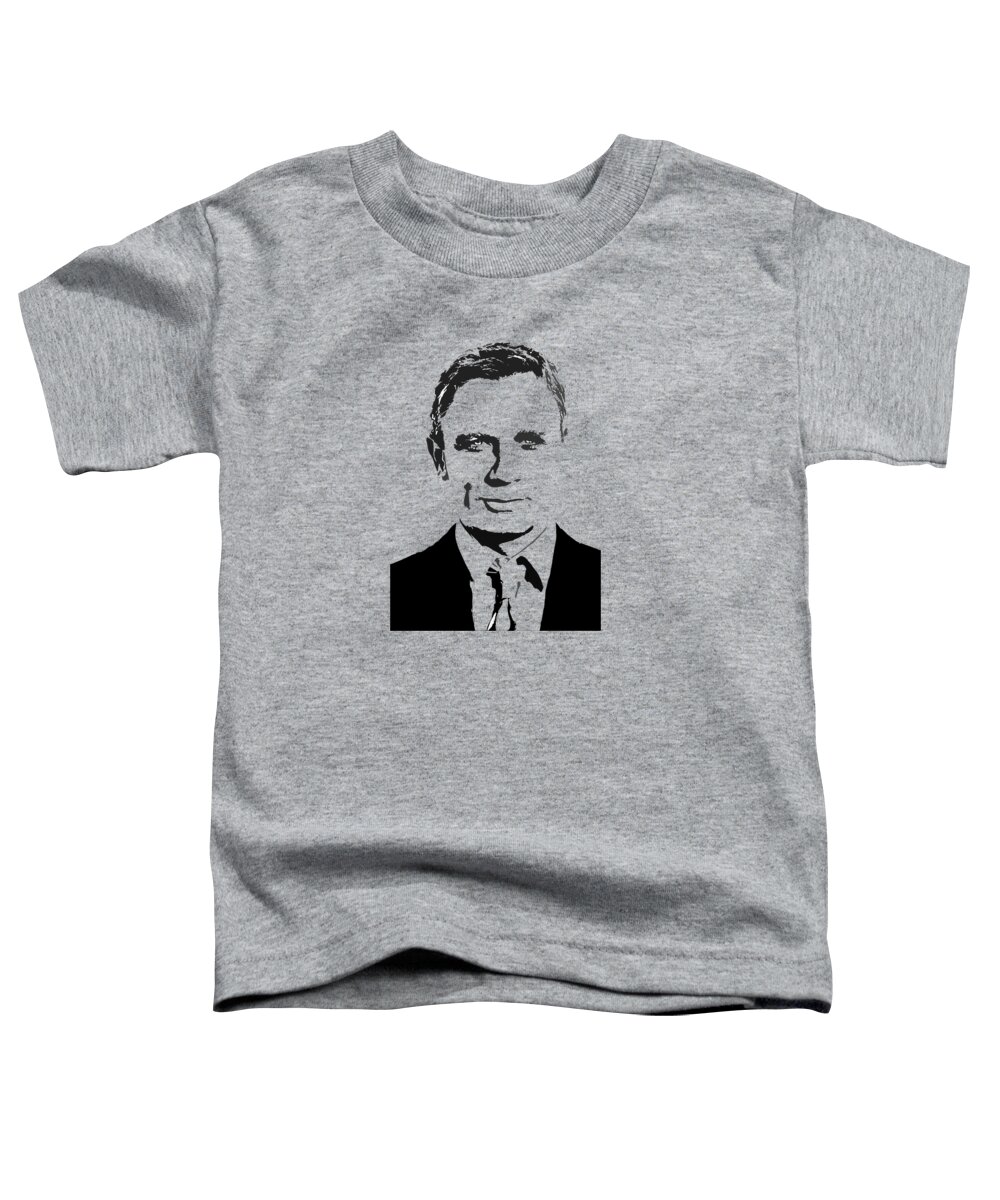 007 Toddler T-Shirt featuring the digital art Portrait of Daniel Craig by Roy Pedersen