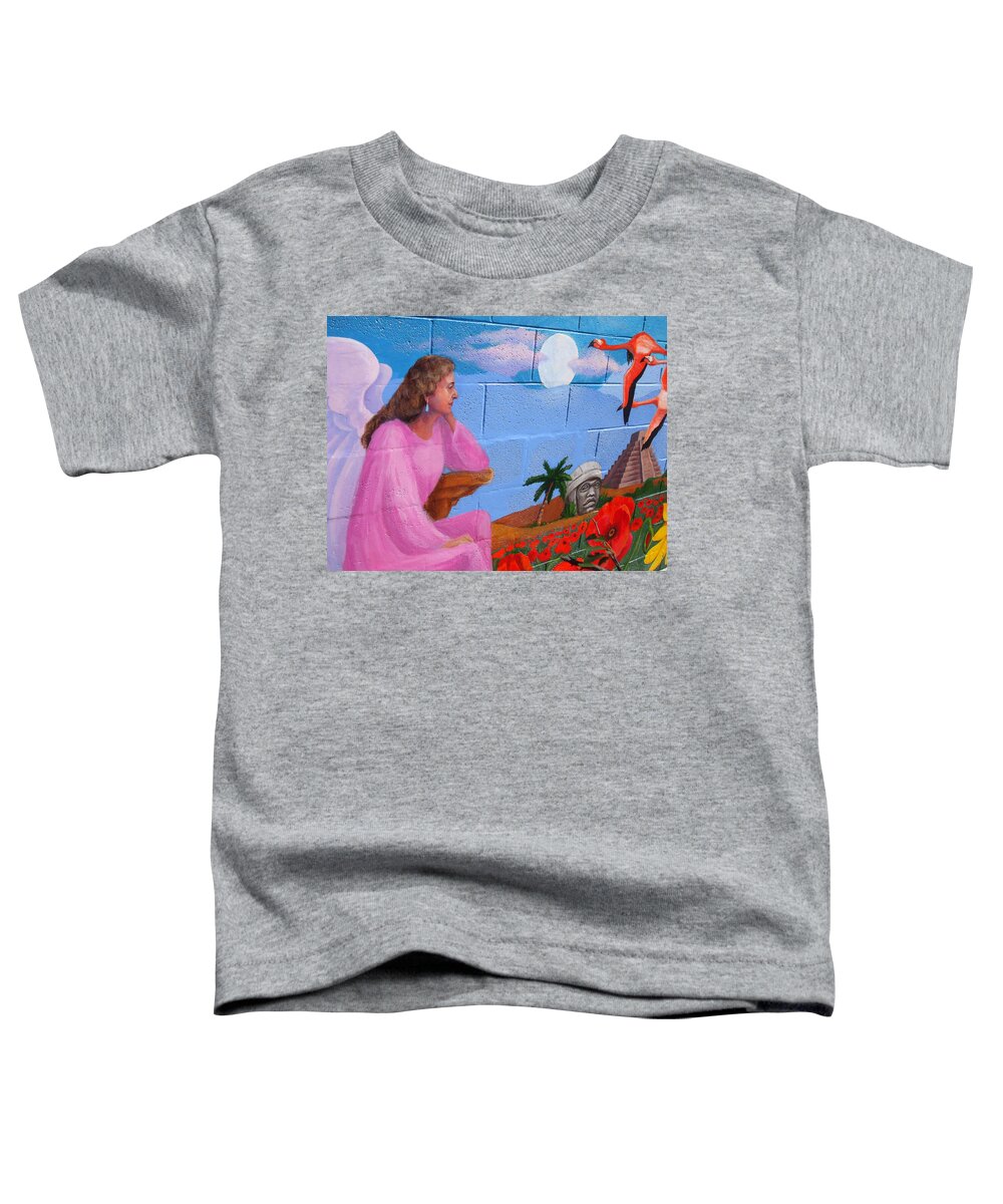 Mural Toddler T-Shirt featuring the painting Praying for the Earth by Marian Berg