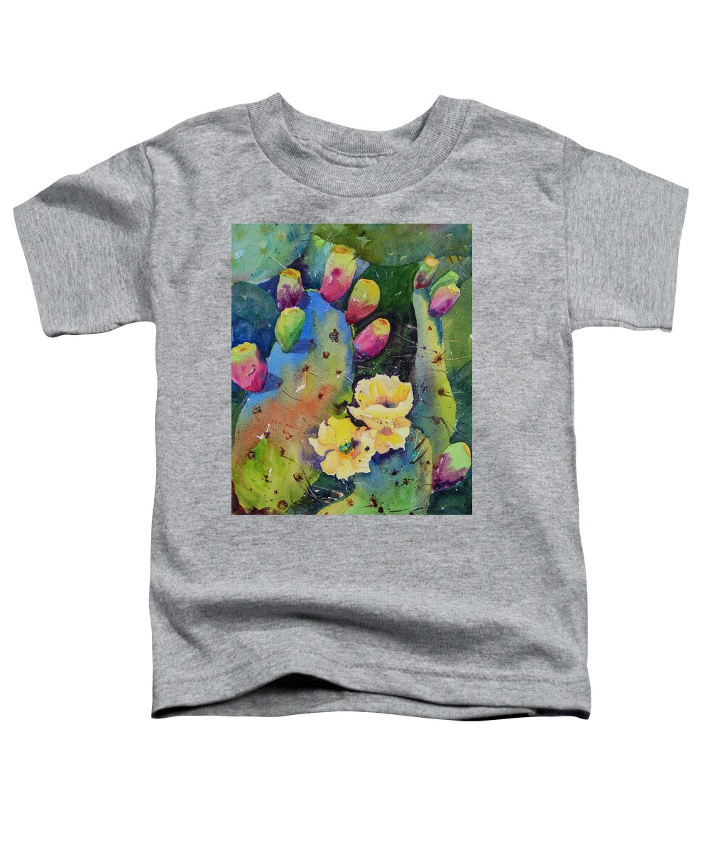 Cactus Toddler T-Shirt featuring the painting Prickly Pear by Cheryl Prather