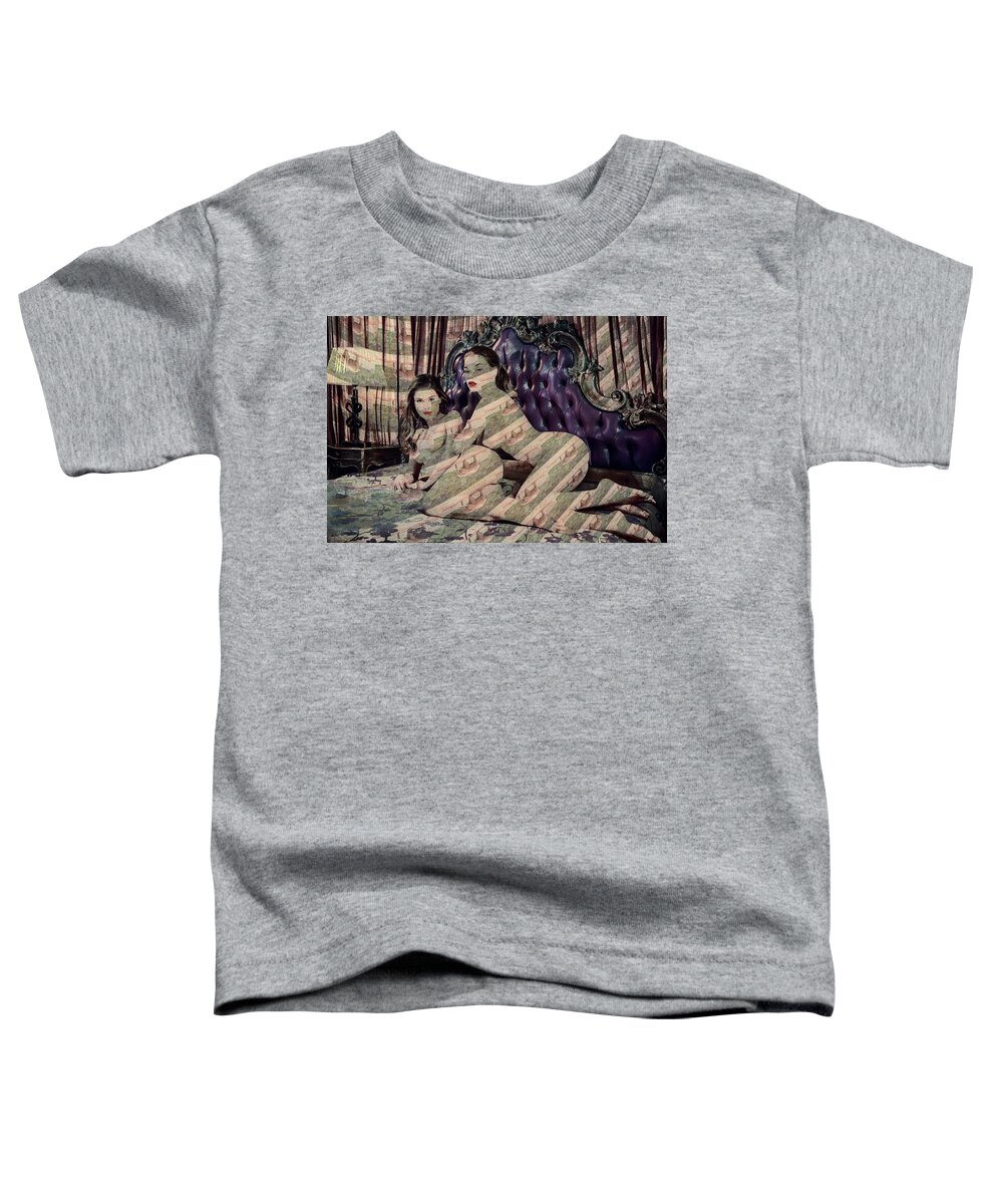 Fractal Toddler T-Shirt featuring the mixed media Prometheus Sisters Elephant by Stephane Poirier