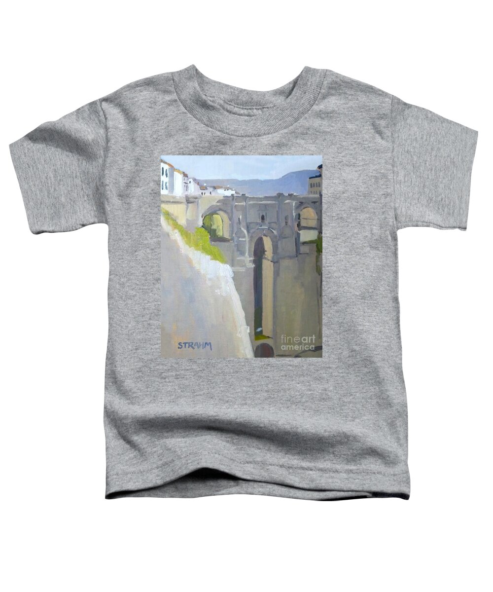 Puente Nuevo Toddler T-Shirt featuring the painting Puente Nuevo - Ronda, Spain by Paul Strahm