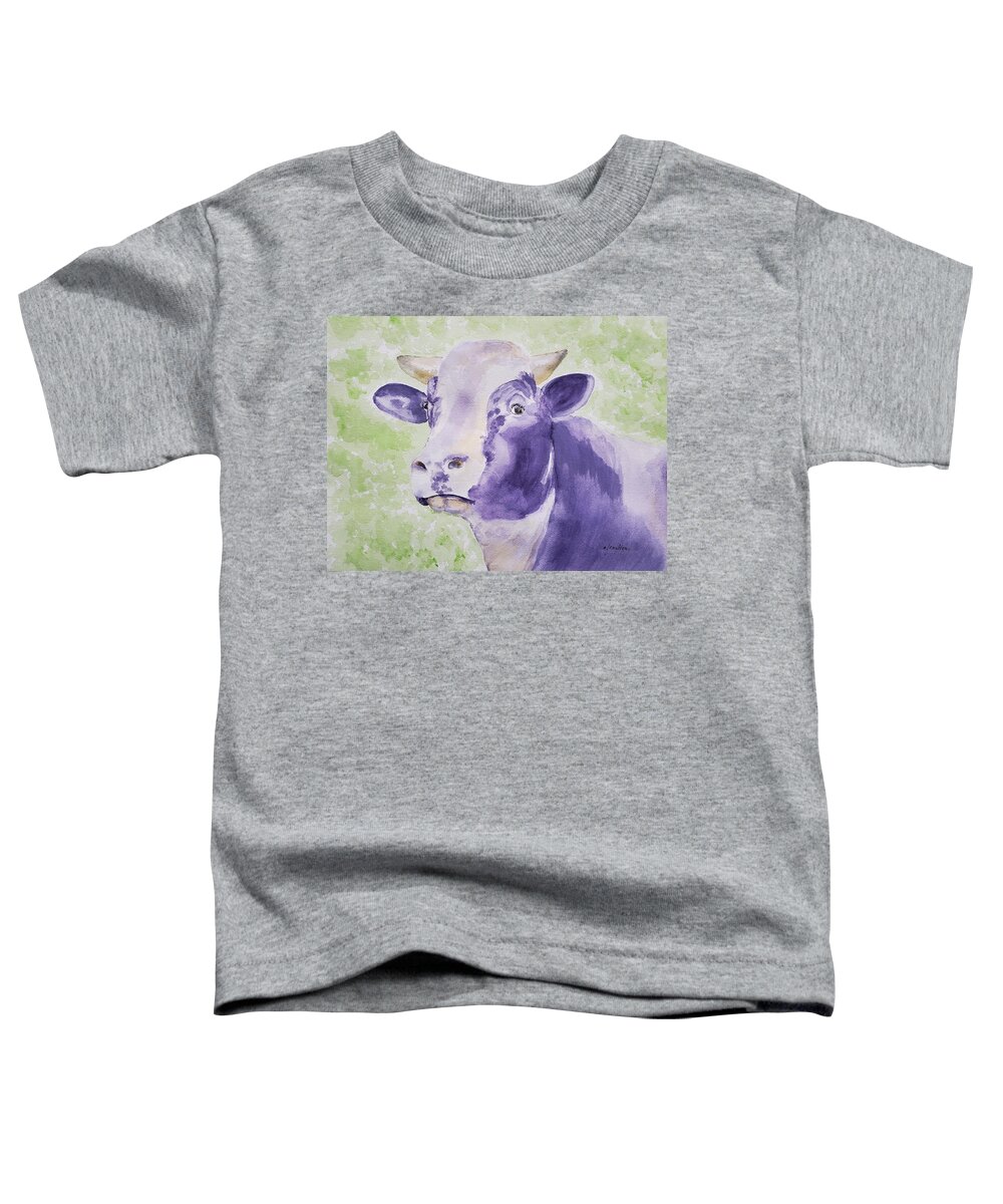 Purple Toddler T-Shirt featuring the painting Purple Cow - Watercolor by Claudette Carlton