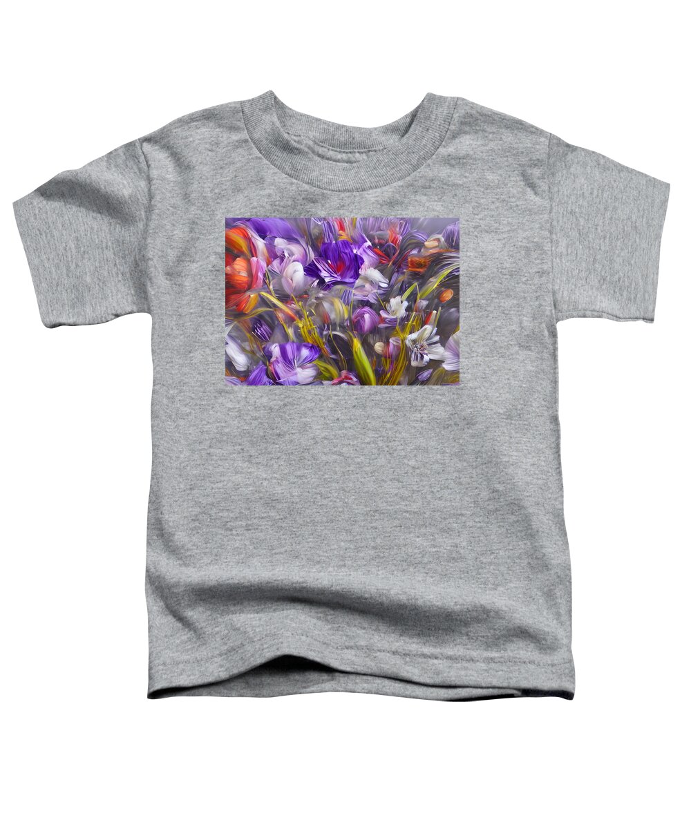 Abstract Toddler T-Shirt featuring the digital art Purple Flowers by Beverly Read