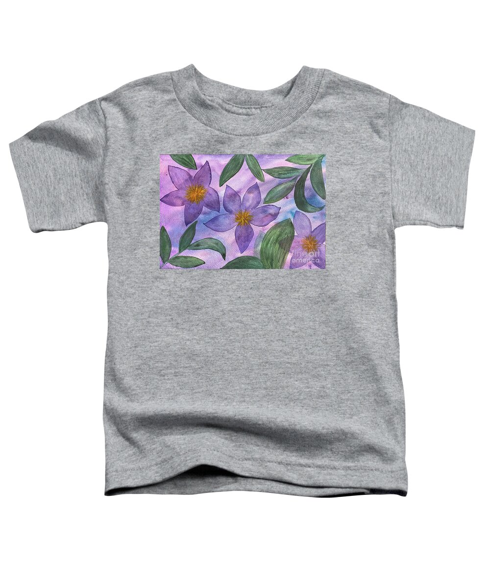 Purple Flowers Toddler T-Shirt featuring the painting Purple Flowers by Lisa Neuman