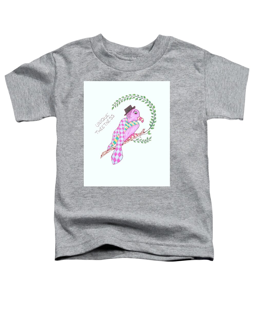  Toddler T-Shirt featuring the drawing Purple Toucan by SarahJo Hawes