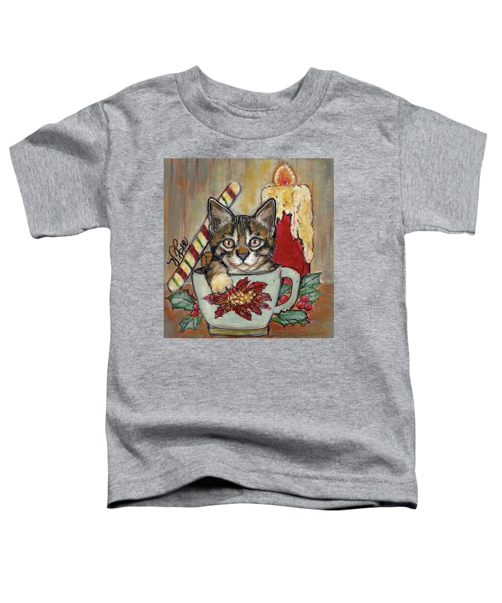 Kitten Toddler T-Shirt featuring the painting Purr-fect Holiday by VLee Watson