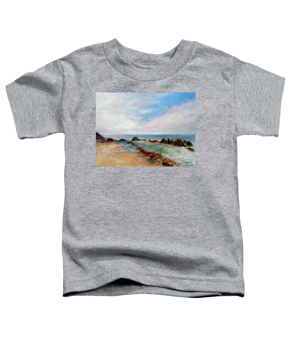 Seal Rock Toddler T-Shirt featuring the painting Push and Pull - Scenic Seascape Painting by Quin Sweetman