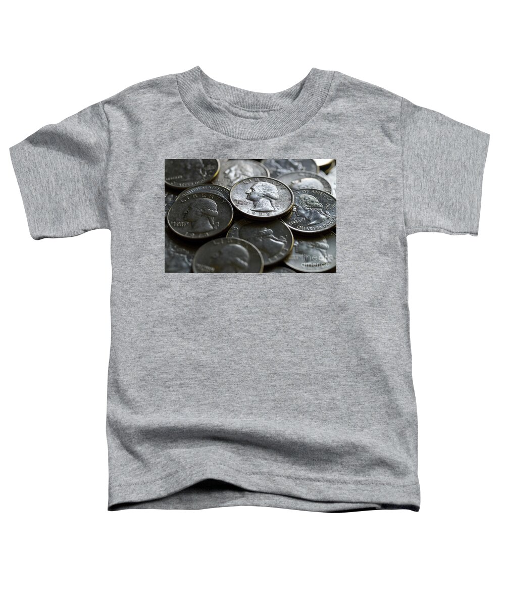 Coins Toddler T-Shirt featuring the photograph Quarters Macro by Phil Perkins