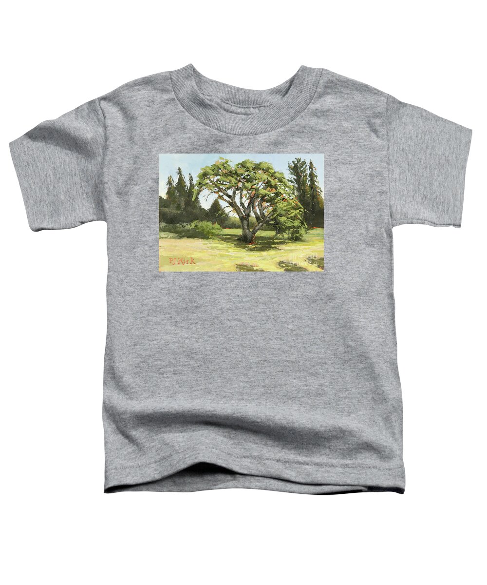 Landscape Toddler T-Shirt featuring the painting Ragle Ranch Oak by PJ Kirk