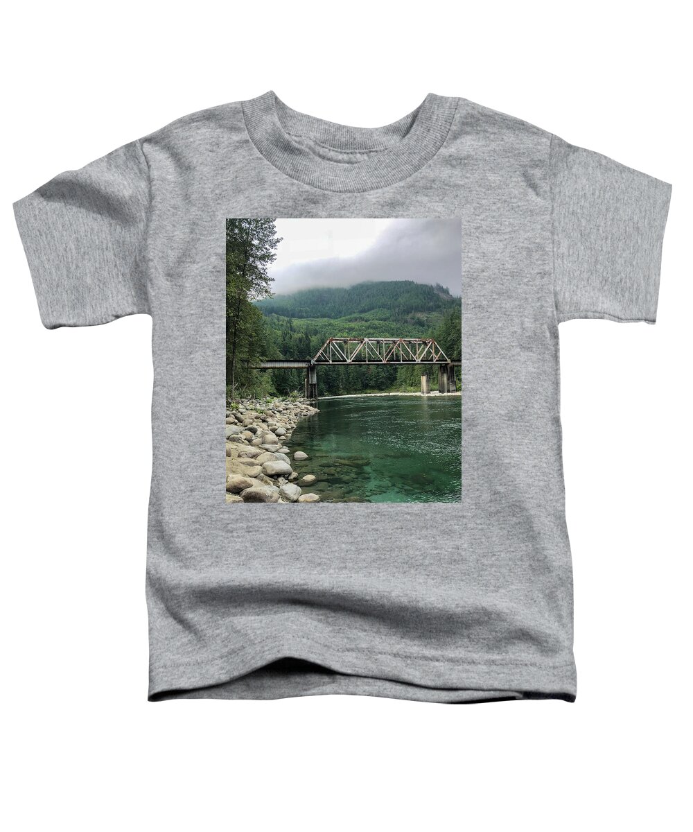 Railroad Toddler T-Shirt featuring the photograph Railroad Trestle by Grey Coopre