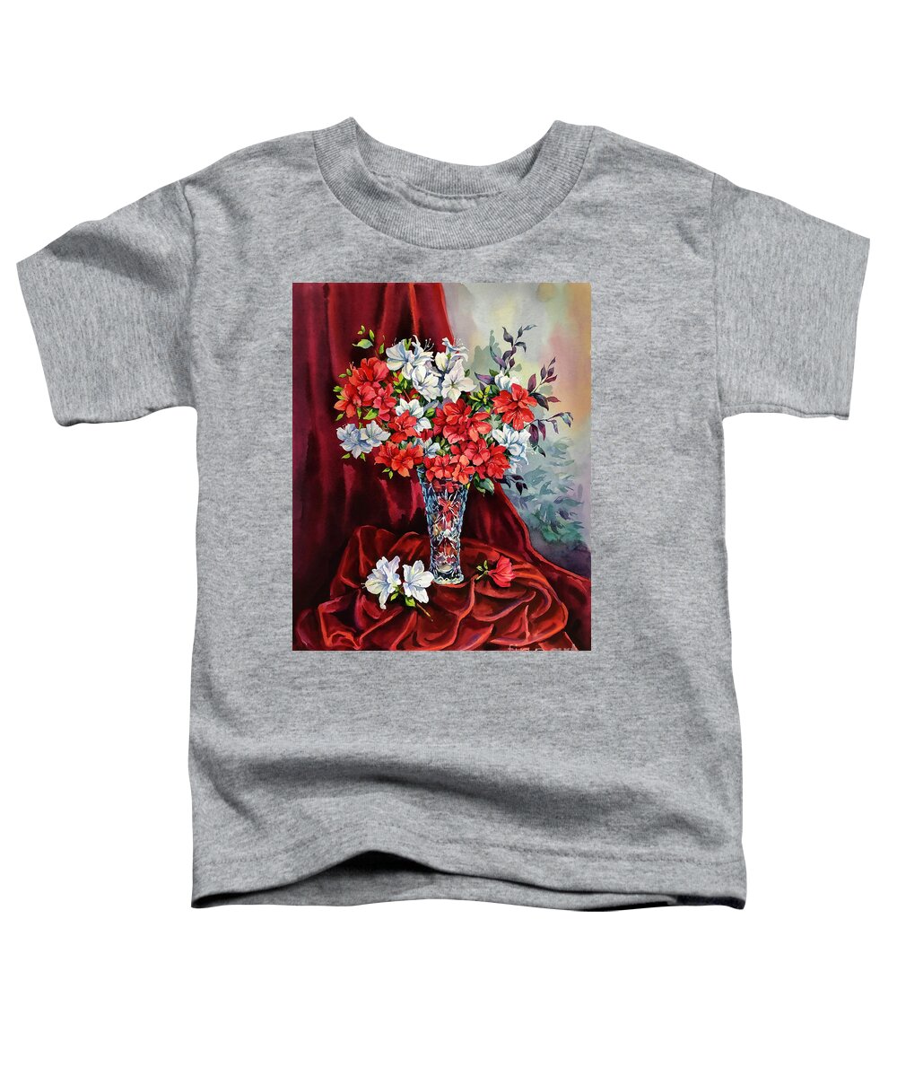 Still Life Toddler T-Shirt featuring the painting Red and White Azaleas by Maria Rabinky