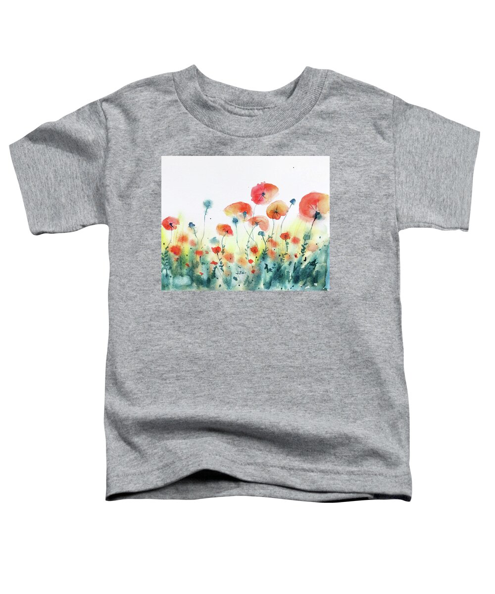 Poppy Toddler T-Shirt featuring the painting Red Poppy Field by Jerry Fair