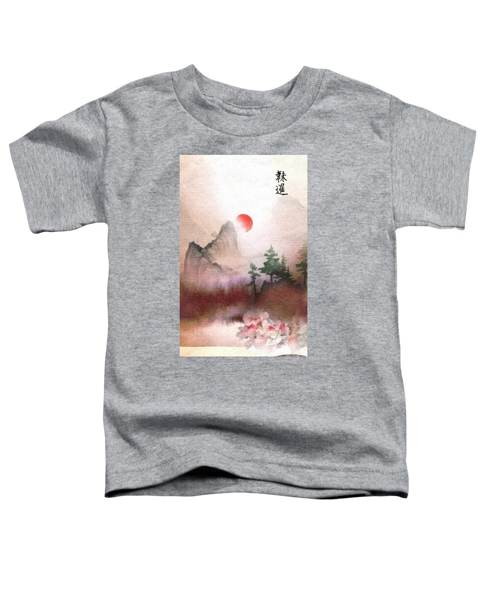 Red Sunrise Toddler T-Shirt featuring the painting Red Sunrise by Mo T