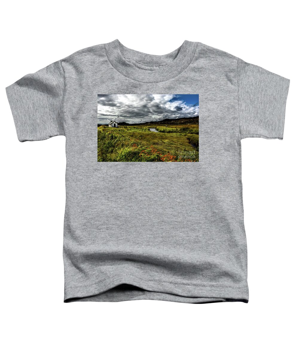 Ireland Toddler T-Shirt featuring the photograph Remote Hut Beneath River in Ireland by Andreas Berthold