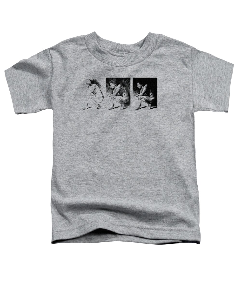 Figurative Toddler T-Shirt featuring the drawing Resting by Paul Davenport