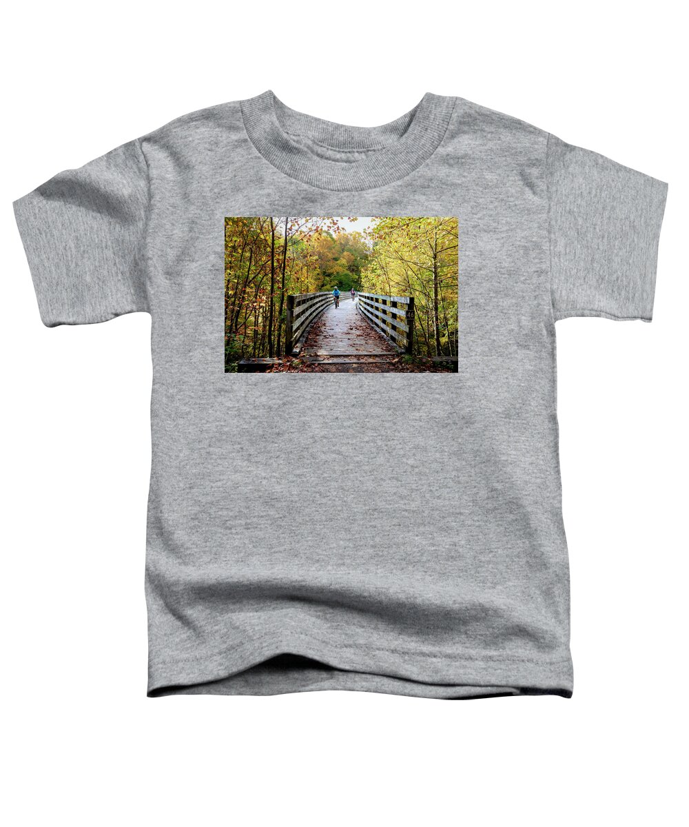 Fall Toddler T-Shirt featuring the photograph Riding the Creeper Trail in Autumn Damascus Virginia by Debra and Dave Vanderlaan