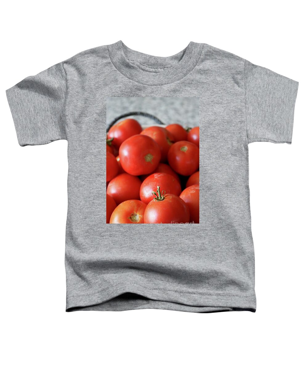 Food Toddler T-Shirt featuring the photograph Ripe Tomatoes in Bowl Vertical by Carol Groenen