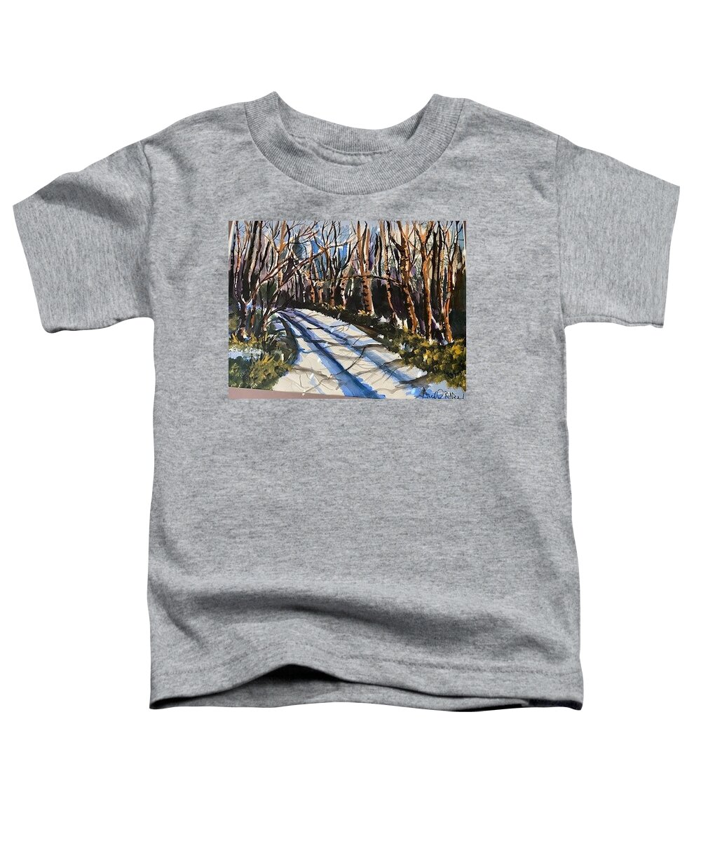  Toddler T-Shirt featuring the painting Roadless Traveled by Angie ONeal
