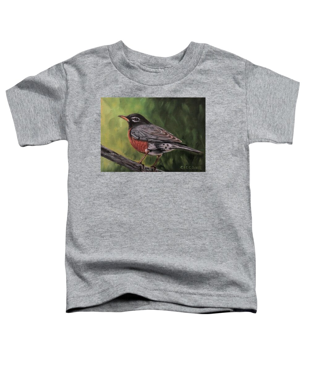 Bird Toddler T-Shirt featuring the painting Robin by Jill Ciccone Pike