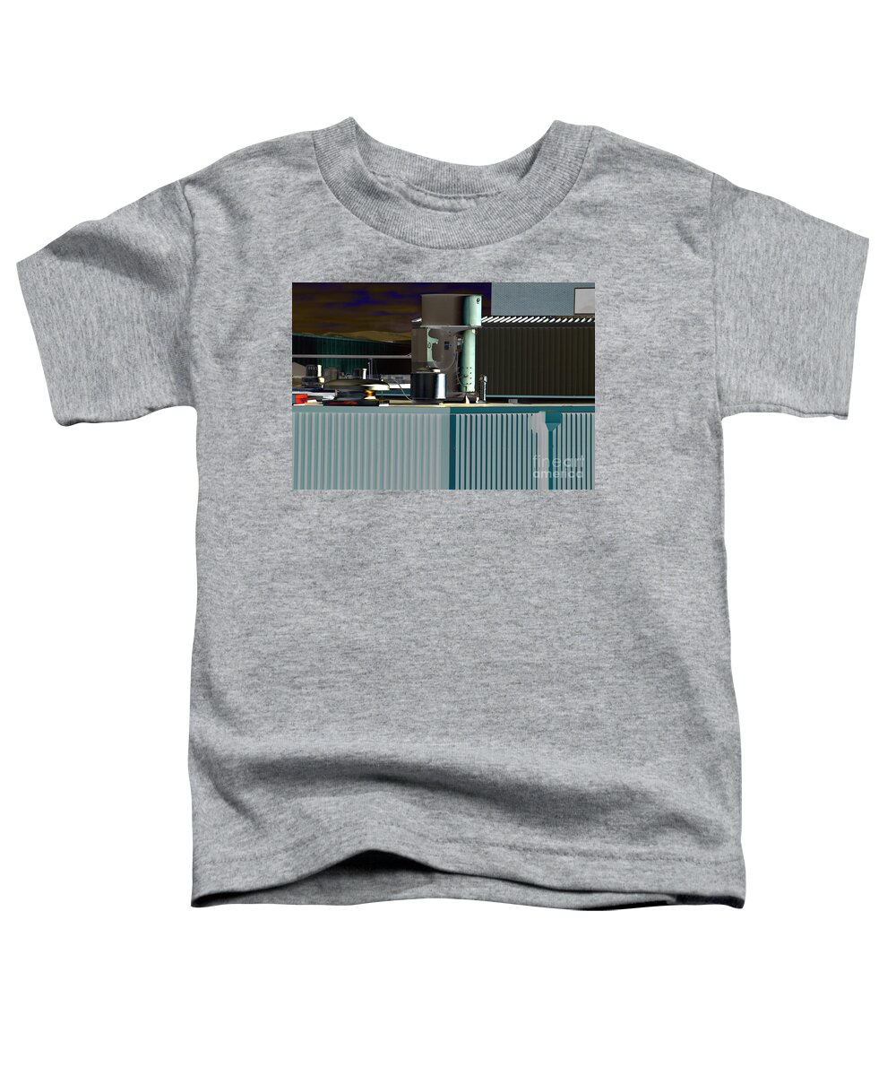 Outdoors Toddler T-Shirt featuring the mixed media Rooftop Geometrics Colorized by Kae Cheatham