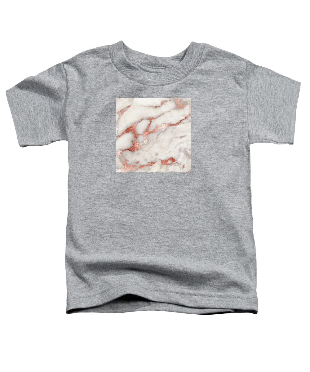 Marble Toddler T-Shirt featuring the painting Rose Gold Marble Blush Pink Copper Metallic Foil by Modern Art