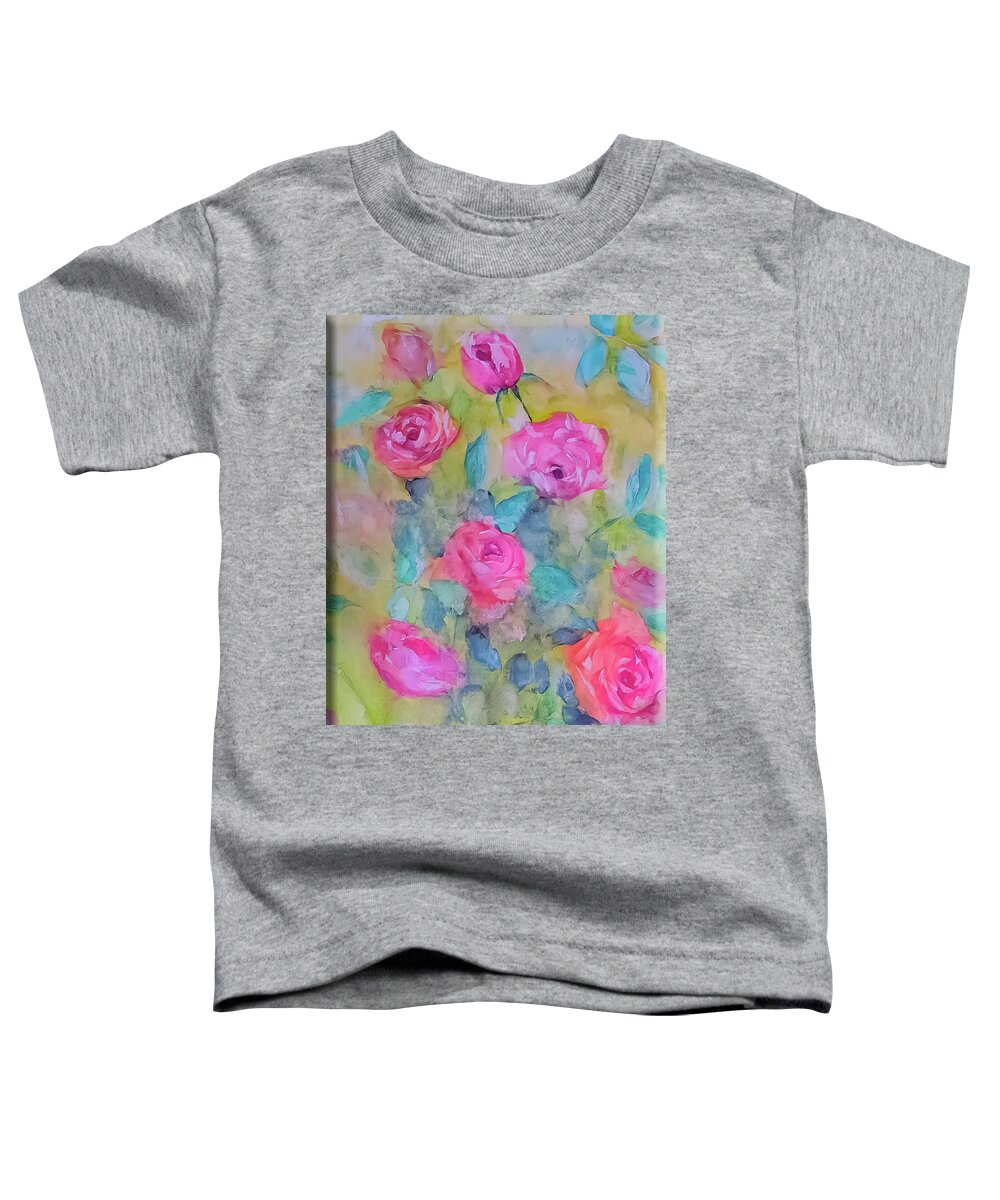 Roses Toddler T-Shirt featuring the painting Roses Everywhere by Lisa Kaiser