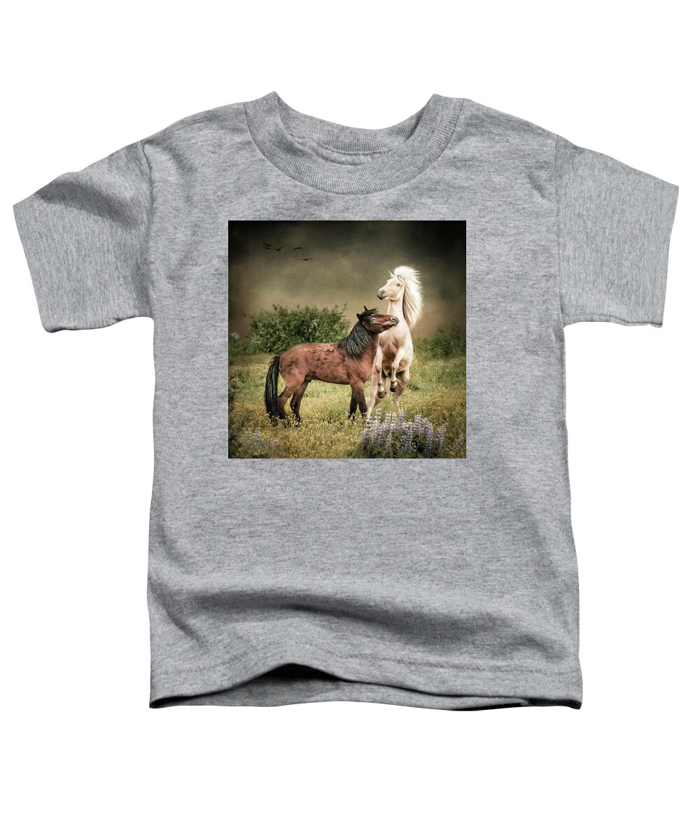 Iceland Toddler T-Shirt featuring the digital art Rough Housing by Maggy Pease