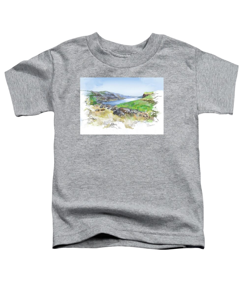 Columbia River Gorge Toddler T-Shirt featuring the digital art Rowena Crest Spring by Elaine Pawski