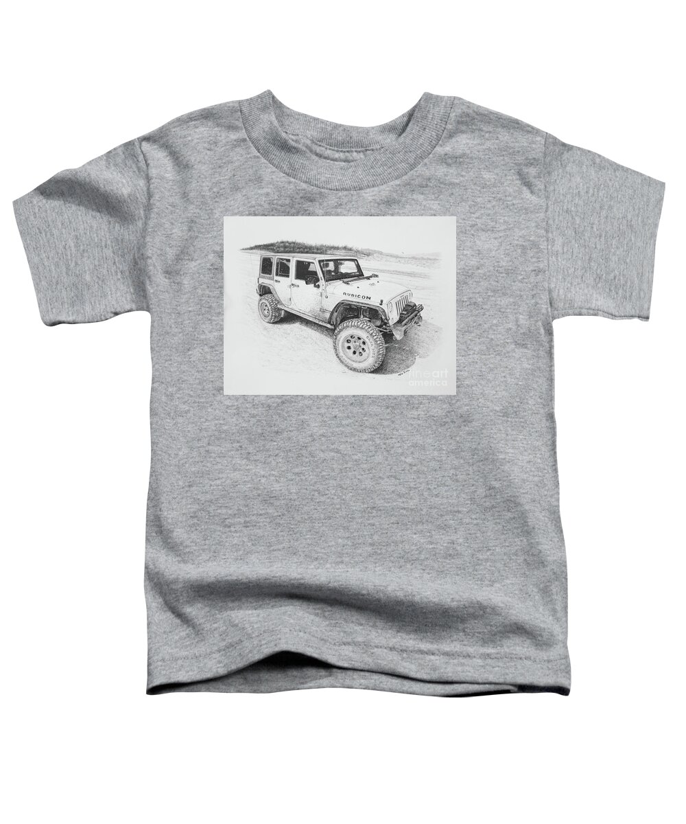 Graphite Toddler T-Shirt featuring the drawing Rubicon by Mike Ivey