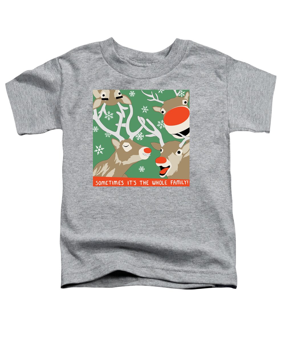 Rudolph Toddler T-Shirt featuring the digital art Rudolph Photobomb II by Nikita Coulombe