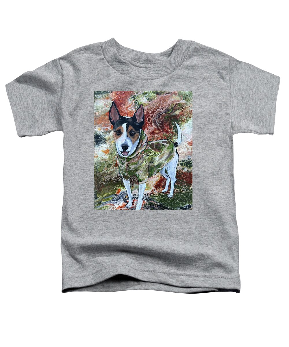 Dog Toddler T-Shirt featuring the painting Rufus Camoflage by Pat St Onge