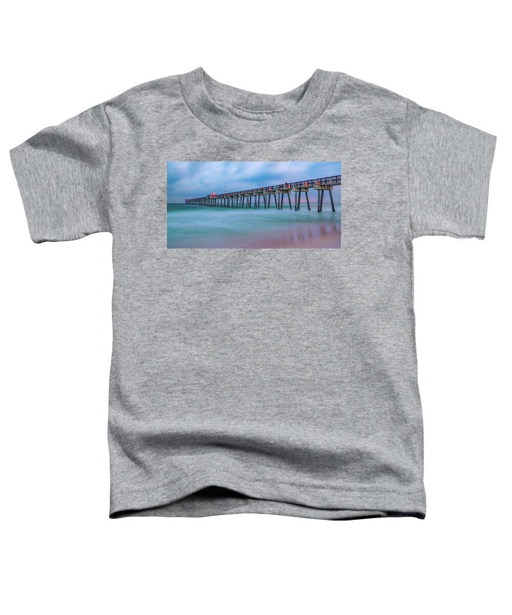 America Toddler T-Shirt featuring the photograph Russell Fields Pier - Panama City Beach Ocean Panorama by Gregory Ballos