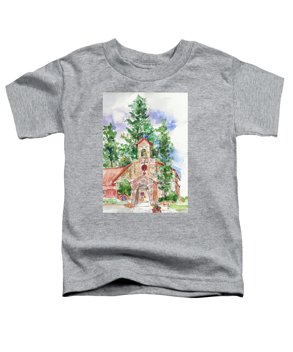 New Mexico Toddler T-Shirt featuring the painting Sacred Heart Mission Church by Sue Kemp
