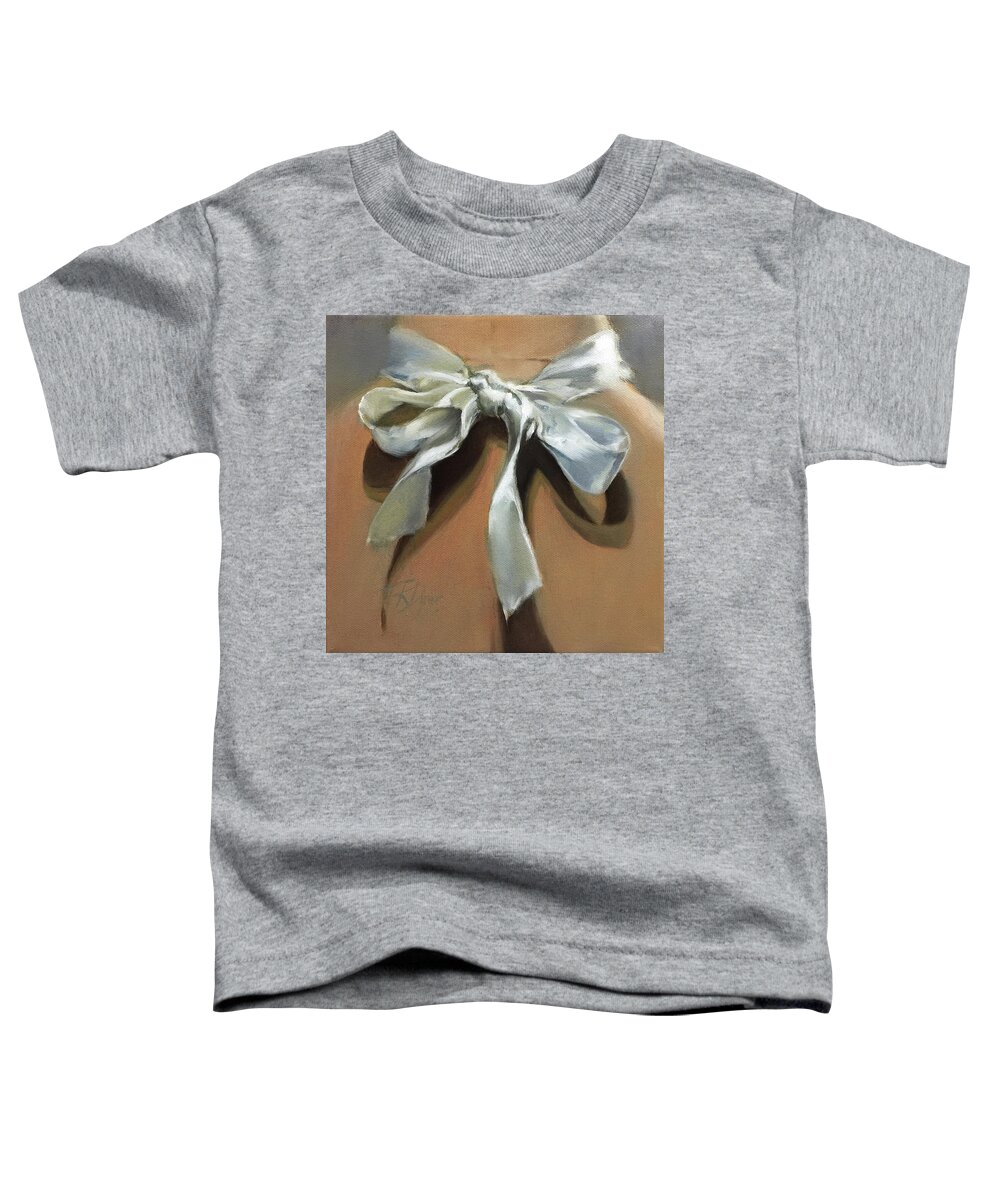 White Satin Bow Toddler T-Shirt featuring the painting Satin Bow by Roxanne Dyer