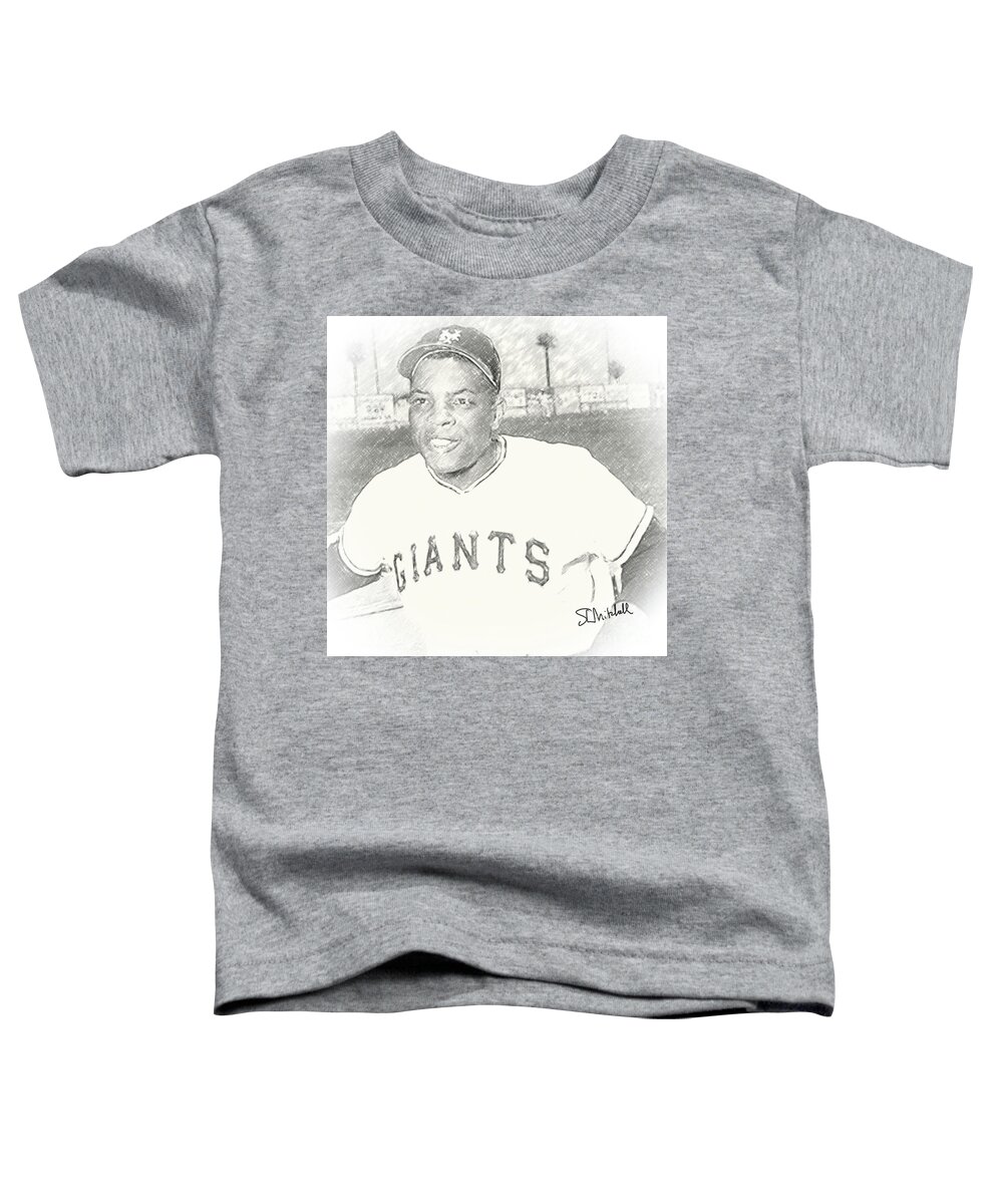Willie Mays Toddler T-Shirt featuring the drawing Say Hey by Steve Mitchell