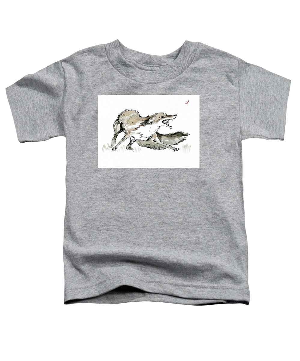 Fox Toddler T-Shirt featuring the drawing Scared Vixen by Ang El