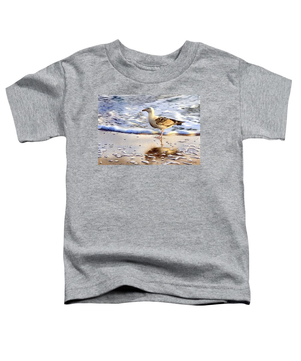 Seagull Toddler T-Shirt featuring the painting Seagull in the Golden Afternoon by Espero Art