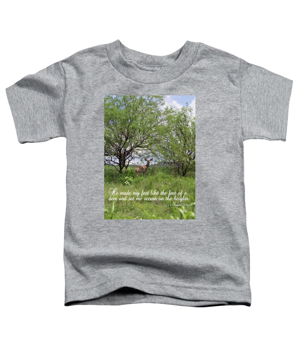 Mule Deer Toddler T-Shirt featuring the photograph Secure on the Heights by Robert Harris