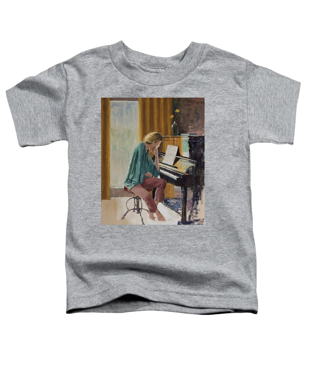 Attractive Lady Toddler T-Shirt featuring the painting Sentimental Mood by Roelof Rossouw
