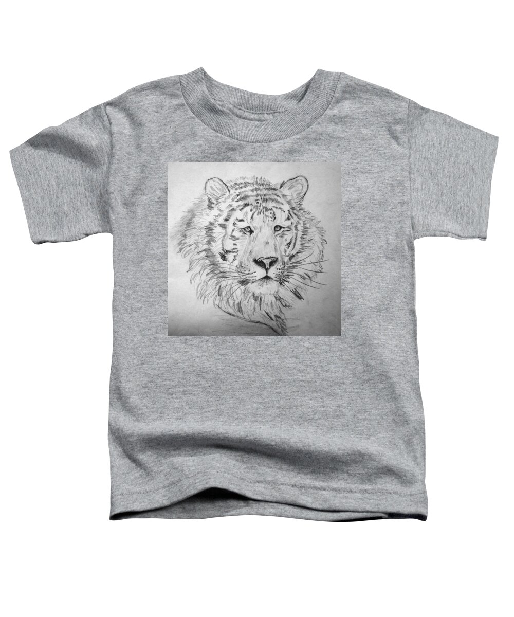 Tiger Toddler T-Shirt featuring the drawing Siberian Tiger by Vallee Johnson