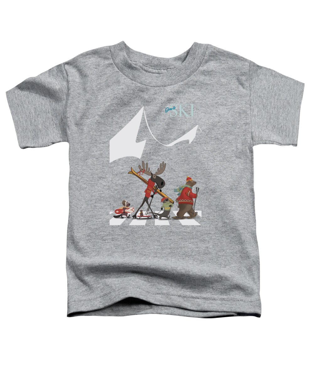 Skiing Toddler T-Shirt featuring the painting Ski Bear and friends by Sassan Filsoof