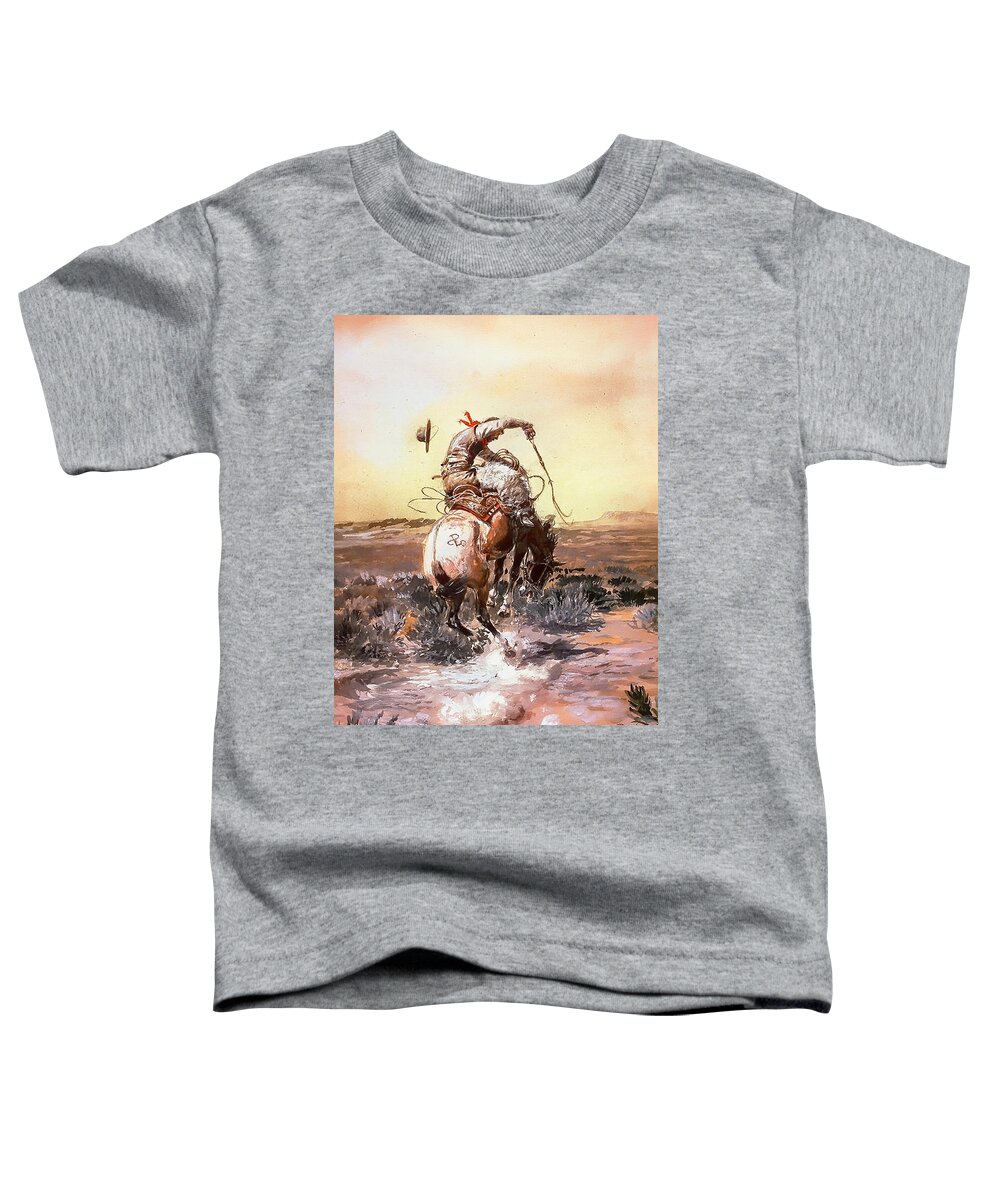 Charles Russell Toddler T-Shirt featuring the painting Slick Rider by Charles Russell
