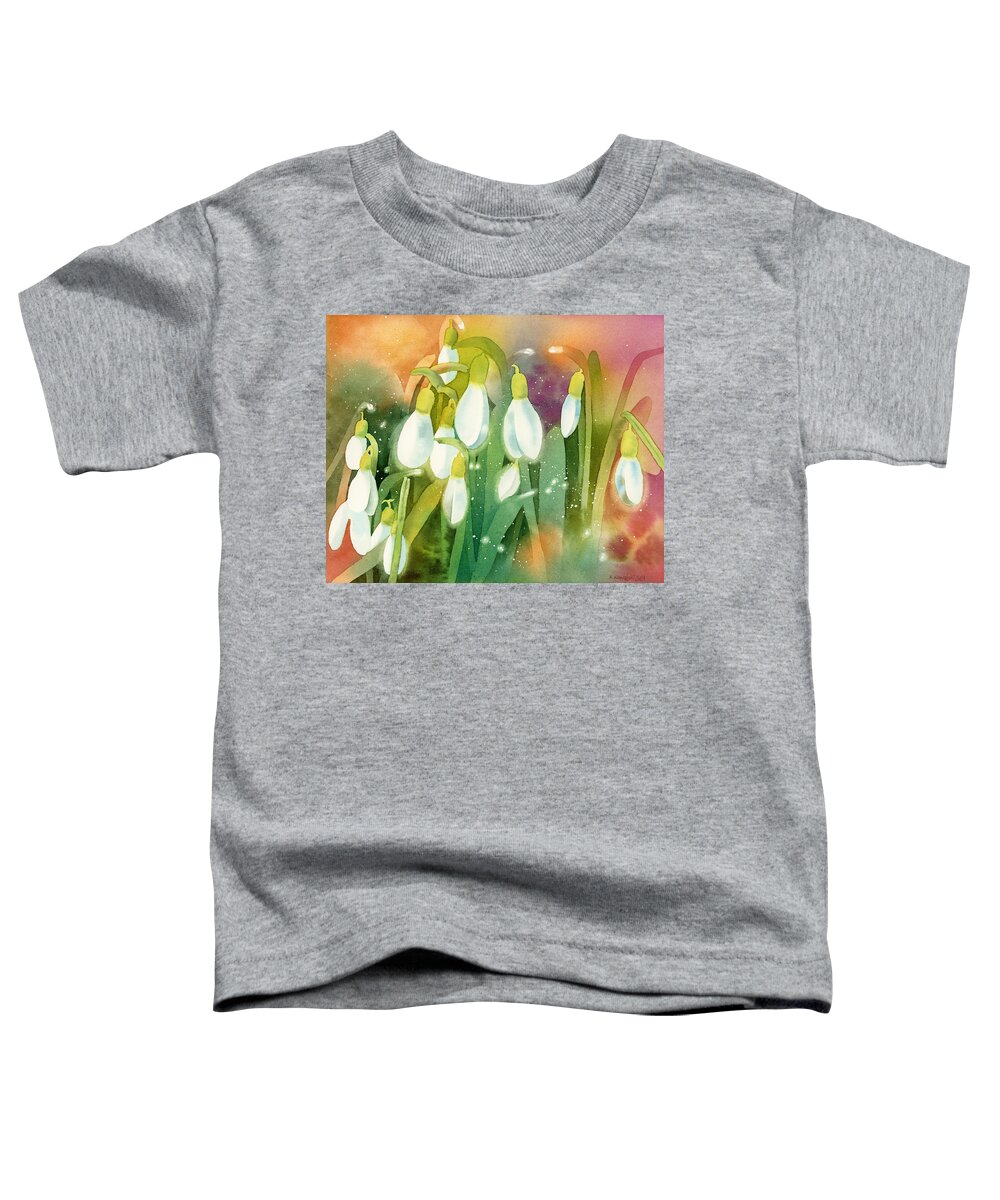 Snowdrops Toddler T-Shirt featuring the painting Snowdrops - Magical Lanterns by Espero Art