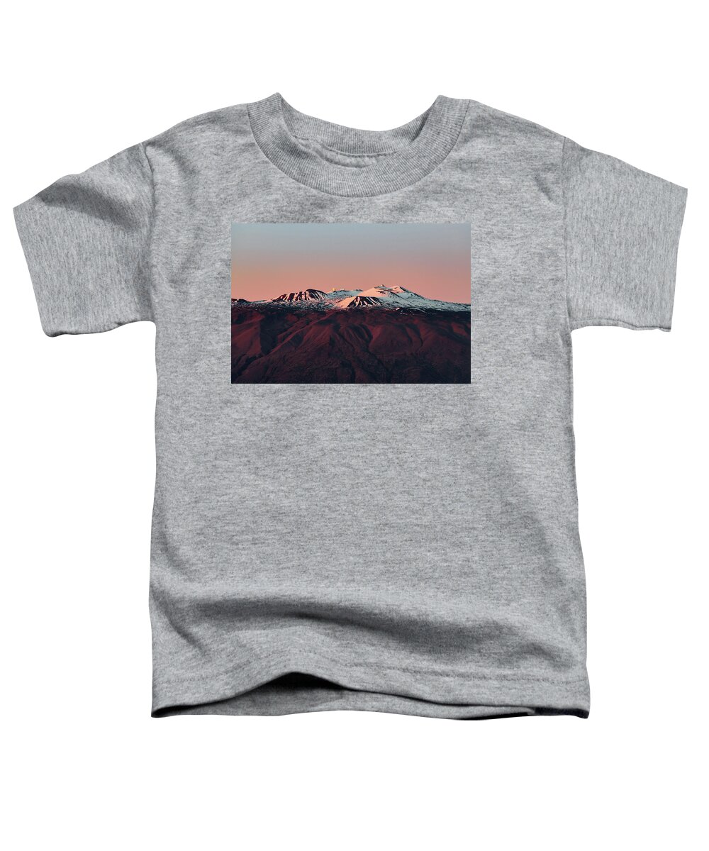 Mauna Kea Toddler T-Shirt featuring the photograph Snowy Mauna Kea Sunset by Jason Chu
