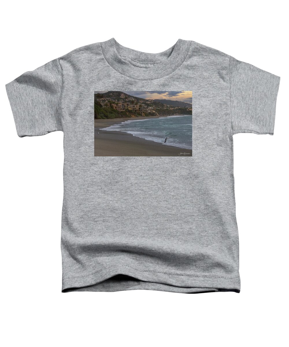 Sea Gull Toddler T-Shirt featuring the photograph Soaring the Beach by Aaron Burrows