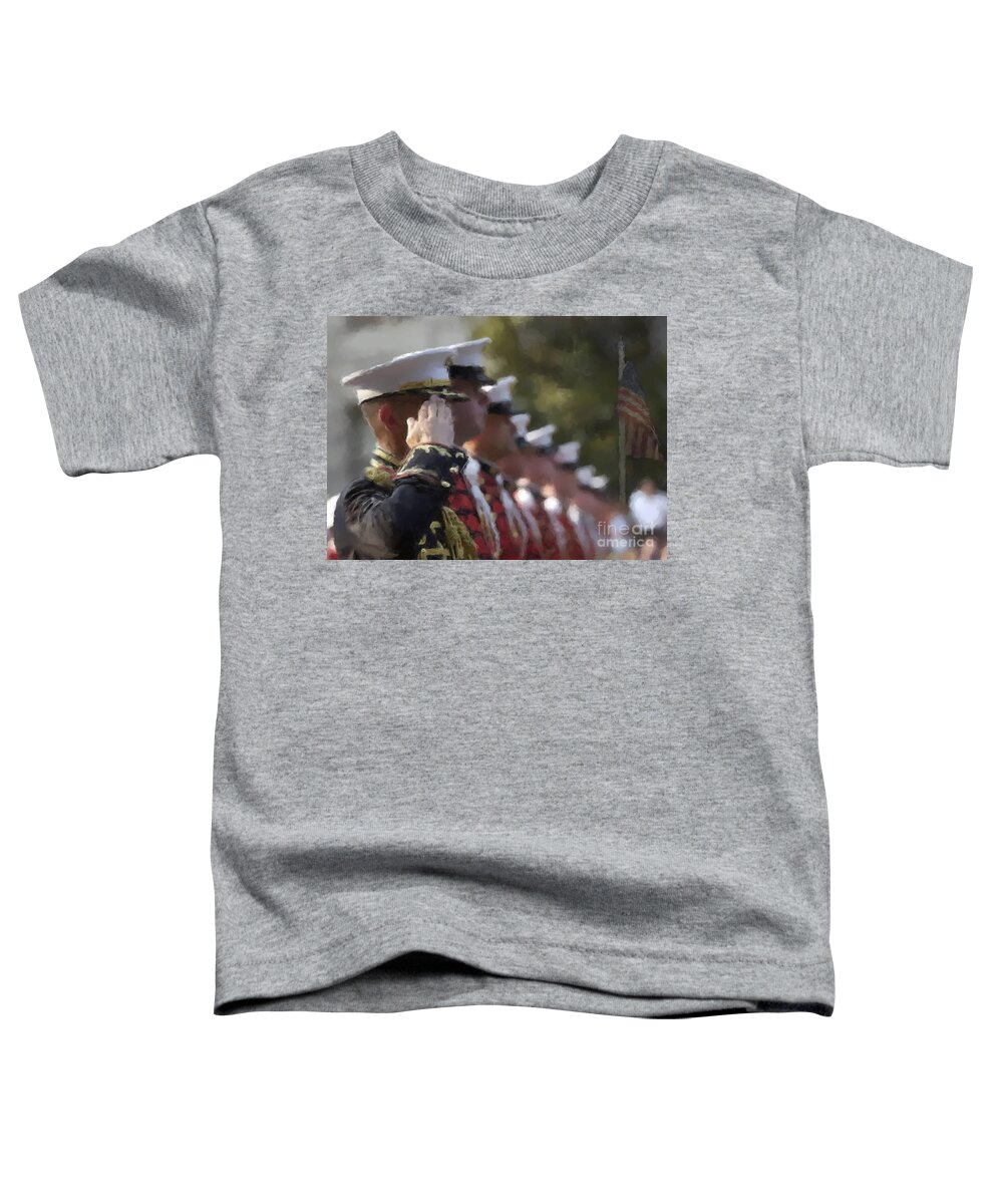  Toddler T-Shirt featuring the painting Soldiers Saluting a Hero by Gary Arnold