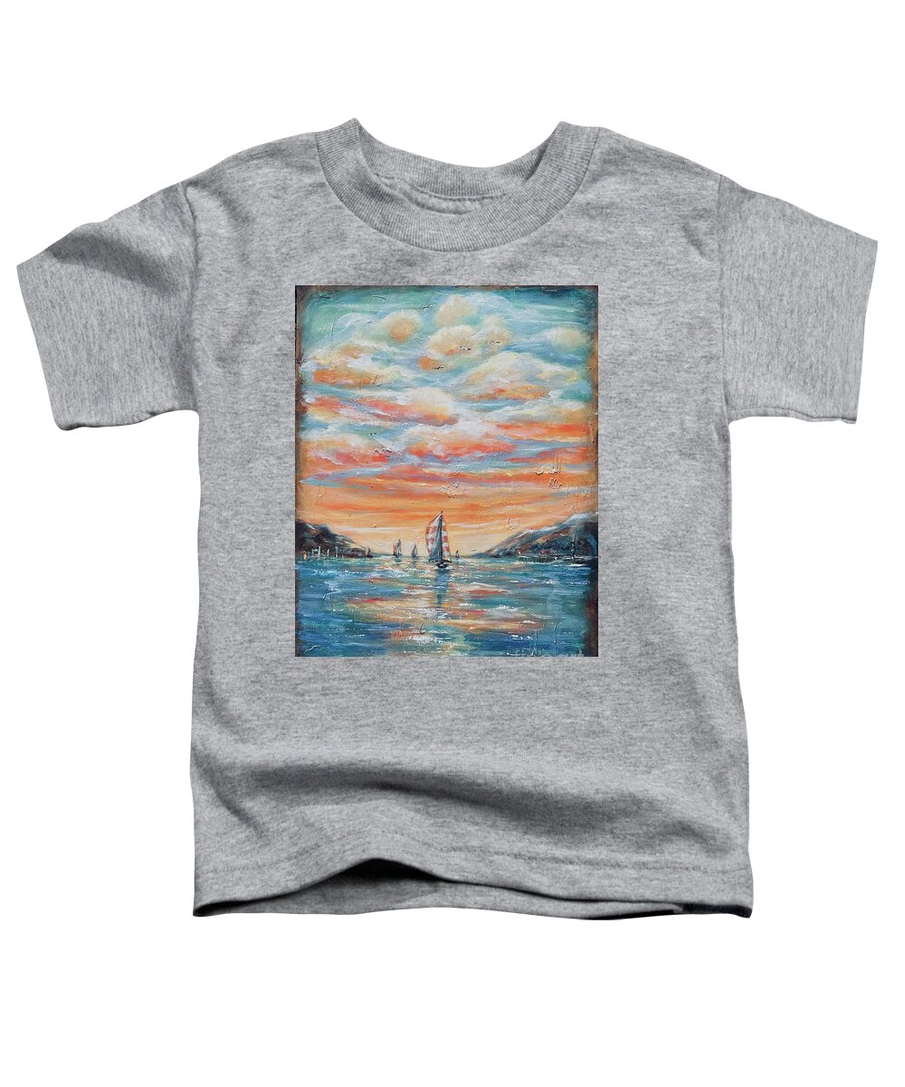 Underwater Toddler T-Shirt featuring the painting Spinnakers Downwind by Linda Olsen